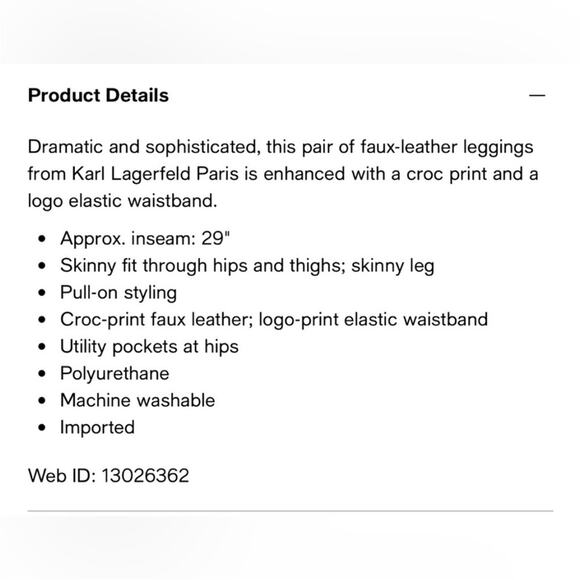 KARL LAGERFELD High Waist Croc-Print Faux Leather Pants Leggings Black Swiftie - Picture 4 of 9